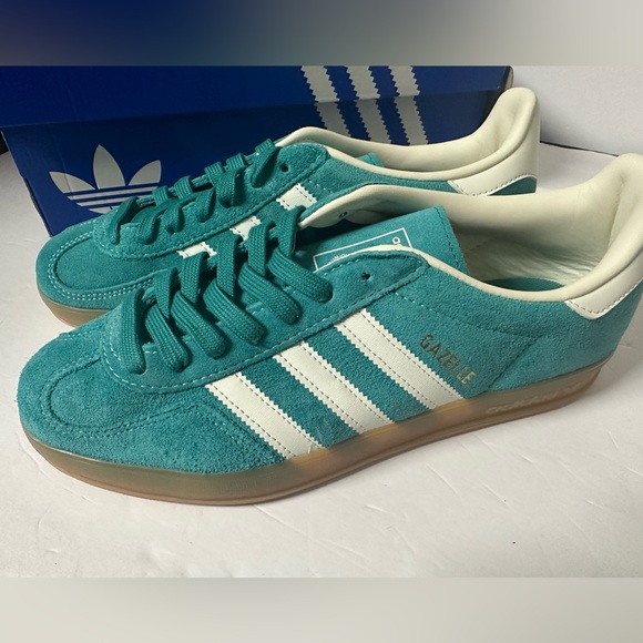adidas Other - Men’s Adidas Gazelle Indoor Turquoise and White Sneakers Size 9